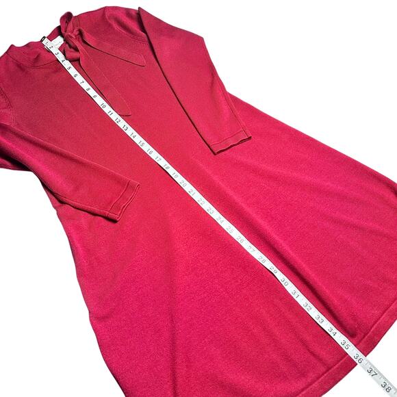 Signature by Bobbie Bee | Women | Red Stretch Knit Bow LS Mini Dress | Small - Picture 6 of 12
